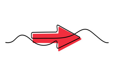 continuous line drawing of arrow pointing right vector image