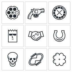 Russian roulette game icons vector