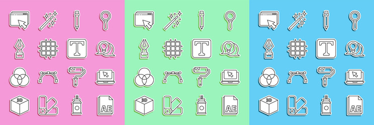 set line ae file document laptop and cursor vector image