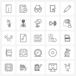 Simple set 25 line icons such as edit text vector