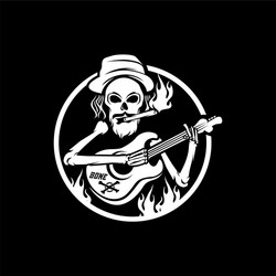 Skull Guitarist - Night Scene Vector Image