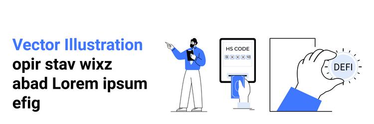 digital analyst presenting hs code and defi vector image
