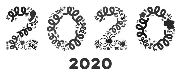 mosaic 2020 year text icon of infectious viruses vector