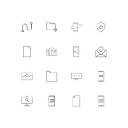 network and database linear thin icons set vector image