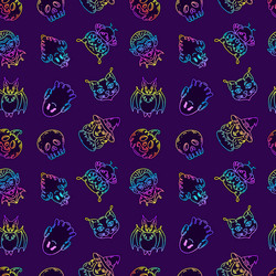 seamless pattern with characters in doodle style vector image