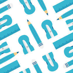 seamless pattern with pencil sharpener and ruler vector image