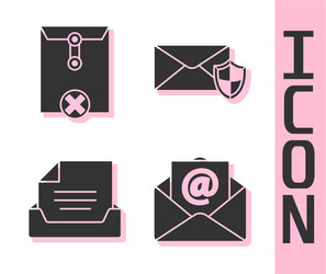 set mail and e-mail delete envelope drawer vector image