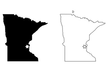 minnesota mn state map usa with capital city star Vector Image