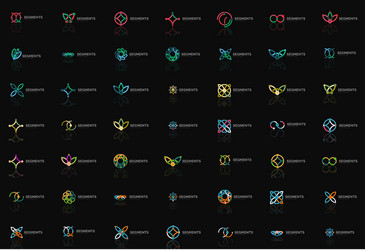 Set of linear abstract logos swirl circle vector