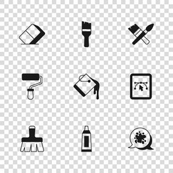 set tube with paint palette computer design Vector Image