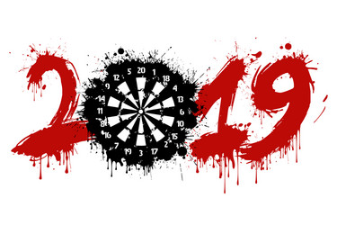 Abstract number 2019 and a dartboard from blots vector