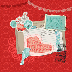 Italy Vintage Postcards & Stamps Vector Image