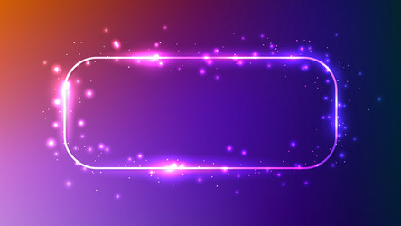 neon rounded rectangle frame with shining effects vector image
