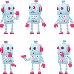 set of robot character in different poses vector image