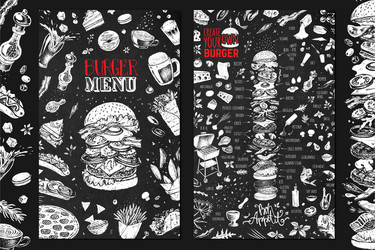 Vintage Burger Menu - Chalk Style Vector Image
