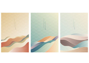 Japanese background with line wave pattern vector