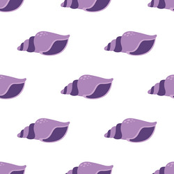 seamless pattern with shells in cartoon style vector image