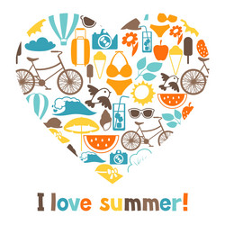 background with stylized summer objects design vector image