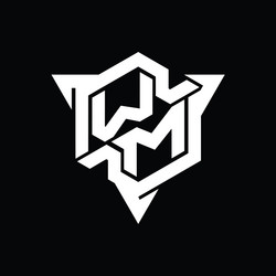 wm logo monogram hexagon shape with triangle vector image