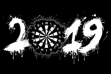 Abstract number 2019 and a dartboard from blots vector