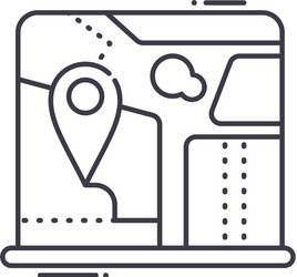 Notebook map icon linear isolated vector