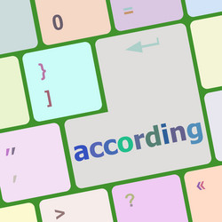 according on computer keyboard key enter button vector image