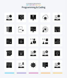 creative programming and coding 25 glyph solid vector image