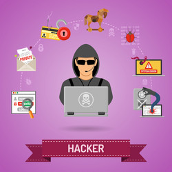 Cyber crime concept with hacker vector