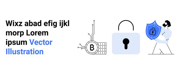cybersecurity concept with blockchain padlock vector image