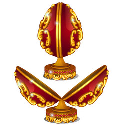 Precious red egg with gold pattern and rubies vector