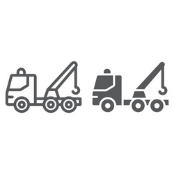 Tow Truck Line Icon - Rescue Vehicle Vector Image