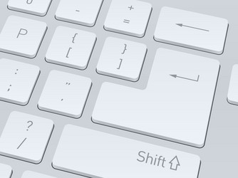 white computer keyboard close up image background vector image