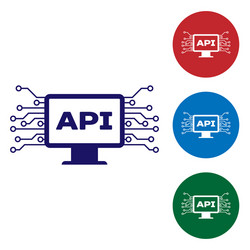 blue computer api interface icon isolated on white vector