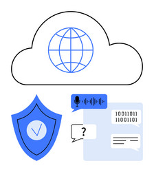 cloud computing network with data security voice vector image