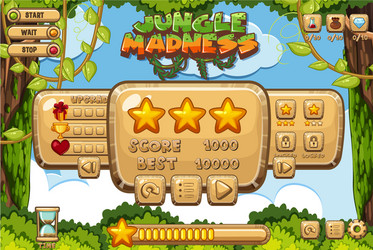 Computer game with many trees and menu bars vector