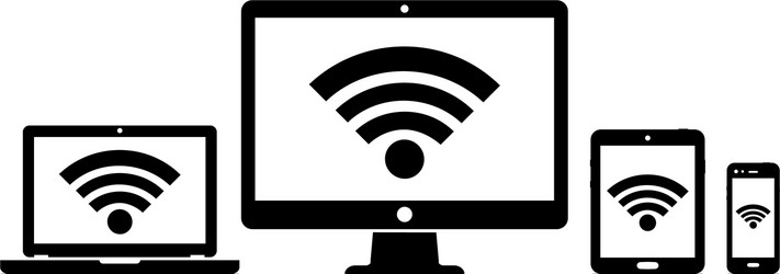 Digital devices with wifi internet connection vector