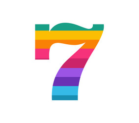 numerical number seven or 7 in multiple colors vector