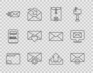 set line document folder delete envelope vector image