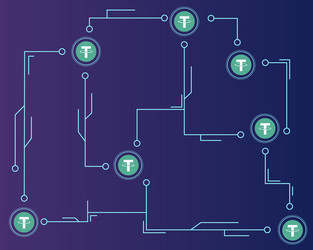 Tether cryptocurrency networking background style vector
