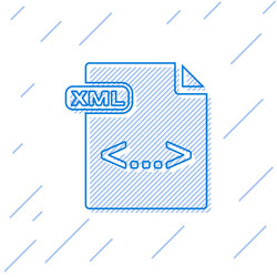 blue line xml file document download button vector image