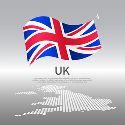 Uk wavy flag and mosaic map on light background vector