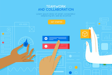 in simple flat style with hands and abstract user vector image