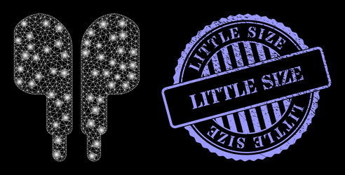 scratched little size badge and glowing net vector image