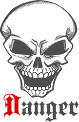 human skull with hellish grin symbol sketch style Vector Image