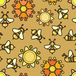 seamless pattern included bee and flowe vector image