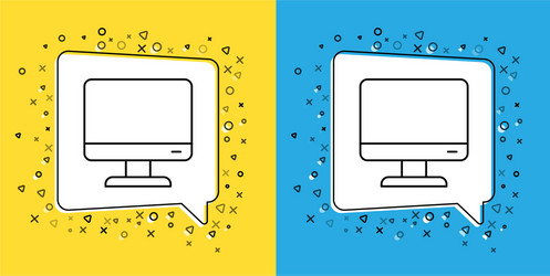 set line computer monitor screen icon isolated vector image