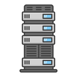 Web hosting server icon for data storage and other vector