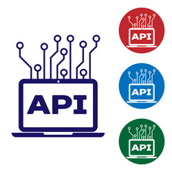 blue computer api interface icon isolated on white vector