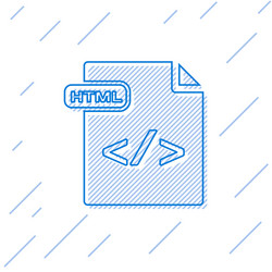 blue line html file document download button vector image