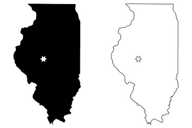 illinois il state map usa with capital city star Vector Image
